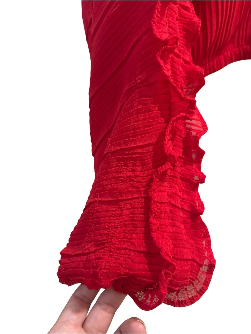 Endless Rose Red Ruffle-Trim Cropped Blouse - Picture 4 of 6